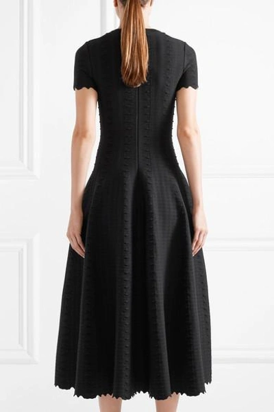 Shop Alaïa Scalloped Jacquard-knit Midi Dress