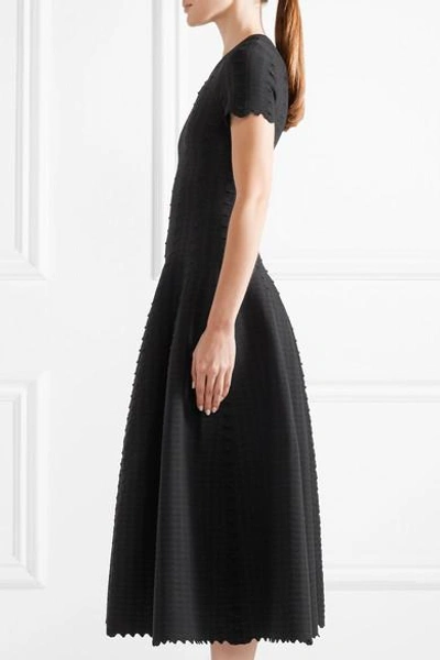 Shop Alaïa Scalloped Jacquard-knit Midi Dress