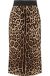 DOLCE & GABBANA Leopard-print stretch-silk pencil skirt