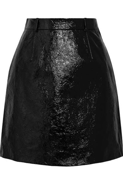 Shop Carven Patent Textured-leather Mini Skirt