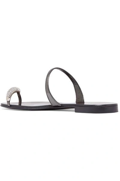 Shop Giuseppe Zanotti Shooting Embellished Patent-leather Sandals In Anthracite