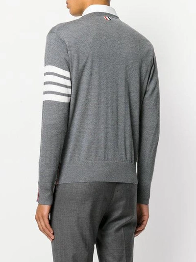 Shop Thom Browne Striped Sleeve Sweater