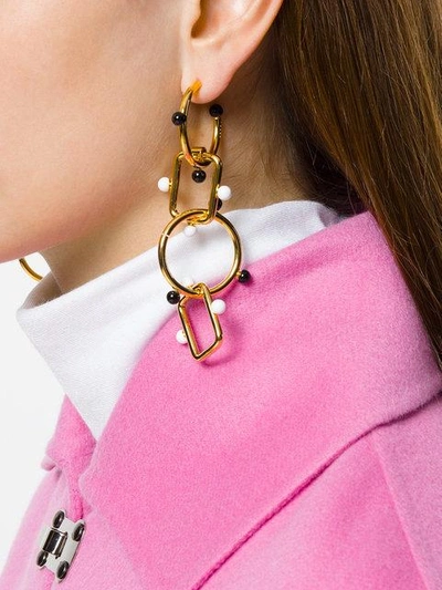 Marni Drop Chain Pendant Earrings In Metallic