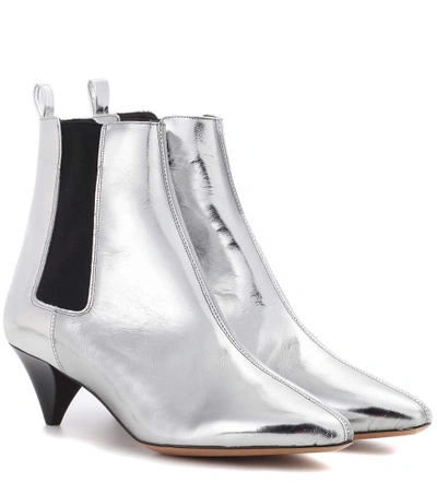 Shop Isabel Marant Dawell Metallic Leather Ankle Boots In Silver