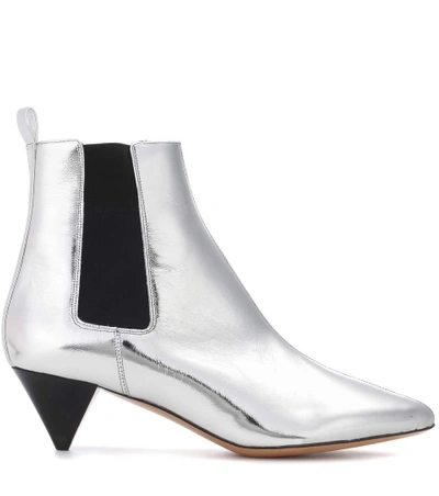 Shop Isabel Marant Dawell Metallic Leather Ankle Boots In Silver