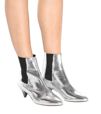 Shop Isabel Marant Dawell Metallic Leather Ankle Boots In Silver