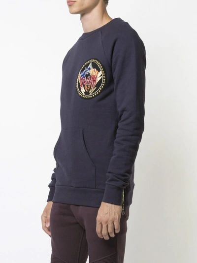 Shop Balmain Logo Patch Sweatshirt