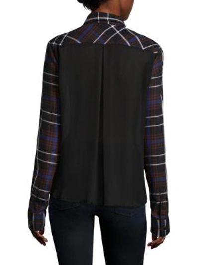 Shop L Agence Denise Plaid Blouse In Navy