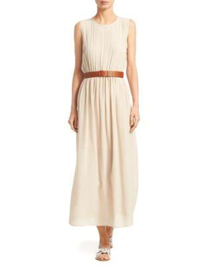 Shop Theory Briellah Silk Maxi Dress In Pale