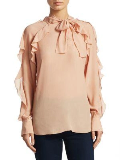 Shop See By Chloé Tie Neck Ruffle Blouse In Pink