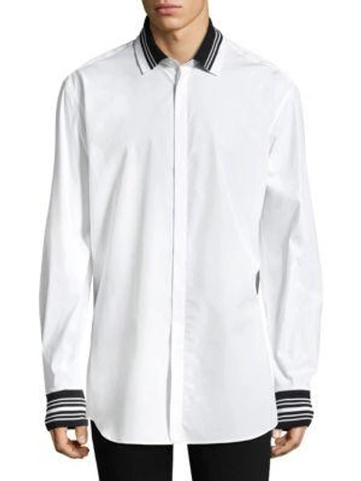 Neil Barrett Contrast Stripe Collar Shirt In White