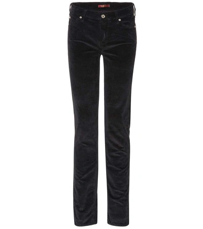 7 For All Mankind Mid Rise Roxanne Corduroy Trousers In Corduroy Llack
