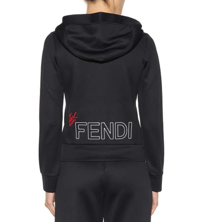 Shop Fendi Zip-up Hoodie In Black