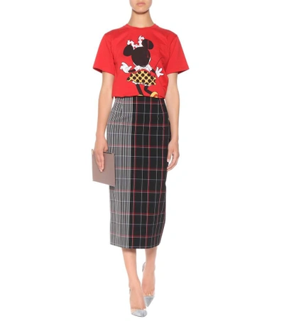 Shop Victoria Beckham Printed Cotton T-shirt In Red