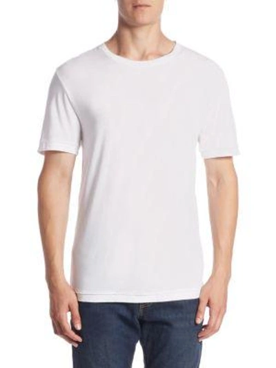Vince Raw Edge Cotton Tee In Optic White