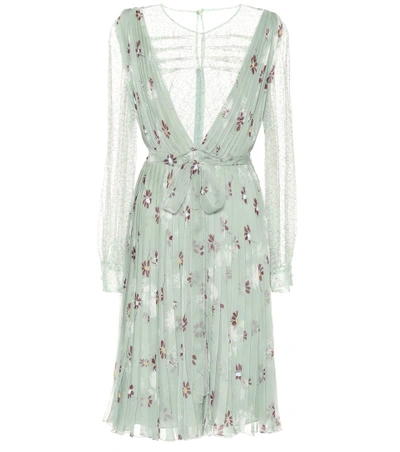 Valentino Printed Silk Dress In Green