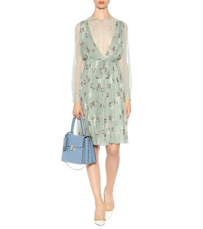 Shop Valentino Printed Silk Dress In Green