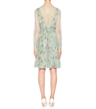 Shop Valentino Printed Silk Dress In Green