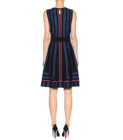 Shop Carolina Herrera Striped Wool-blend Dress In Eavy