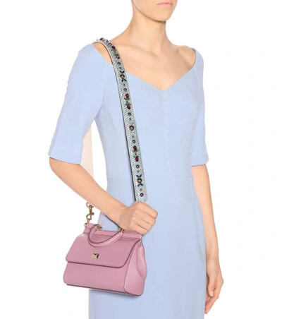 Shop Dolce & Gabbana Embellished Snakeskin Bag Strap In Blue