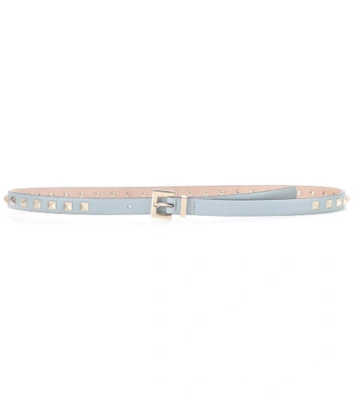 Valentino Garavani Rockstud Leather Belt In Blue