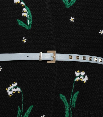 Shop Valentino Rockstud Leather Belt In Blue