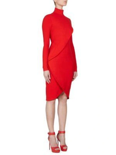 Shop Givenchy Jersey Turtleneck Dress In Bright Red
