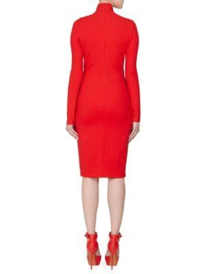 Shop Givenchy Jersey Turtleneck Dress In Bright Red