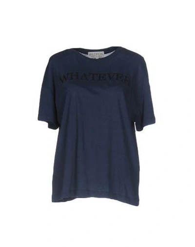 Shop Wildfox T-shirts In Dark Blue