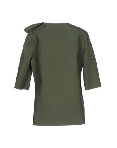 Shop Yang Li Shirts & Blouses With Bow In Military Green
