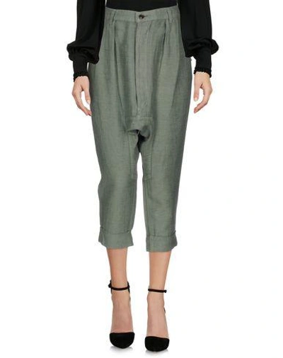 Shop Zucca Cropped Pants & Culottes In Green