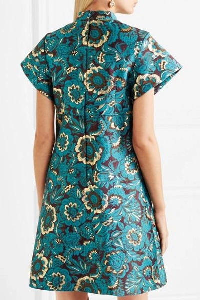 Shop Dolce & Gabbana Embellished Metallic Jacquard Mini Dress