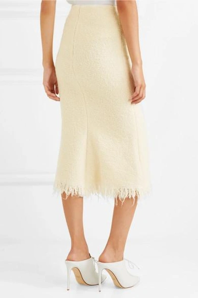 Shop Victoria Beckham Fluted Wool-blend Bouclé Midi Skirt