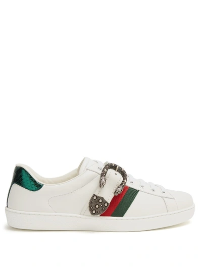Gucci New Ace Dionysus Buckle Low Top Sneaker In Colour: White | ModeSens
