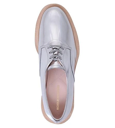 Shop Nicholas Kirkwood Casati Patent Leather Pearl Derbys In Silver