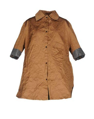 Shop Yang Li Solid Color Shirts & Blouses In Brown