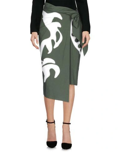 Shop Cedric Charlier 3/4 Length Skirts In Military Green
