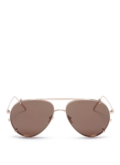 Linda Farrow 'ayala' Detachable Clip-on Titanium Aviator Sunglasses