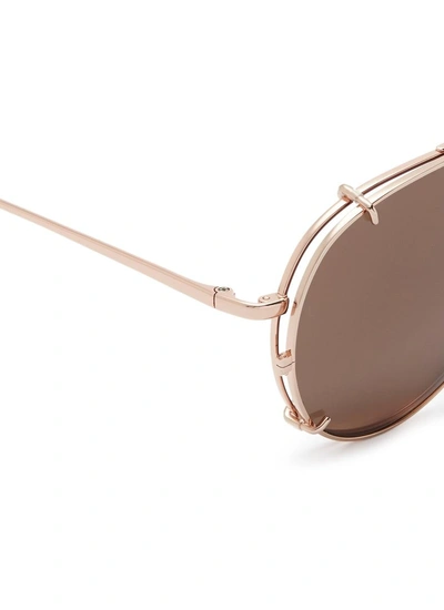 Shop Linda Farrow 'ayala' Detachable Clip-on Titanium Aviator Sunglasses