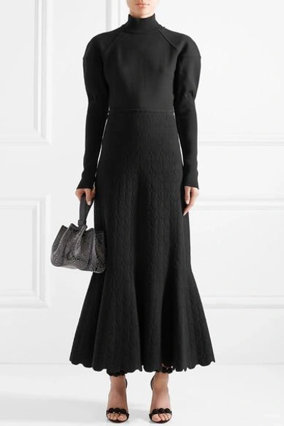 Shop Alaïa Wool-blend Jacquard Midi Skirt