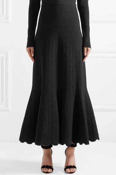 Shop Alaïa Wool-blend Jacquard Midi Skirt