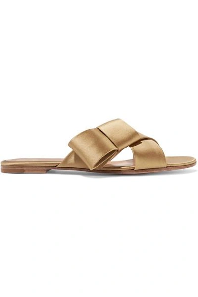 Shop Gianvito Rossi Obi Bow-embellished Satin Slides