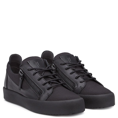 Shop Giuseppe Zanotti - Black Fabric Low-top Sneaker Frankie