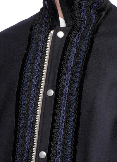 Shop Sacai Ribbon Appliqué Wool Melton Coach Jacket