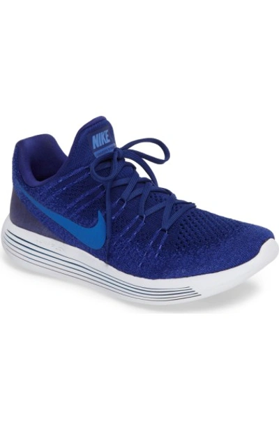 Nike Flyknit 2 Lunarepic Running Shoe In Royal Blue/ Blue