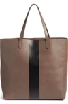 MADEWELL PAINT STRIPE TRANSPORT LEATHER TOTE - GREY,B3367