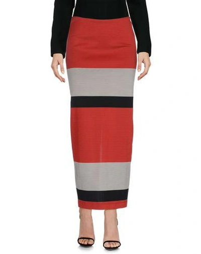 Shop Cedric Charlier Long Skirt In Red