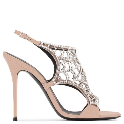 Shop Giuseppe Zanotti - Pink Suede Sandal With Spider Accessory Elaine