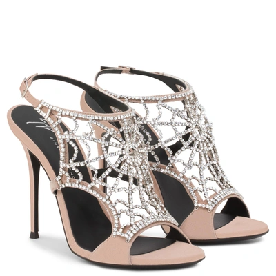 Shop Giuseppe Zanotti - Pink Suede Sandal With Spider Accessory Elaine