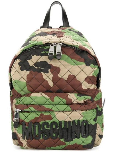 Shop Moschino Camouflage Logo Backpack